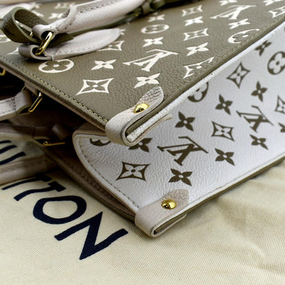 LOUIS VUITTON Women Onthego Spring City MM Monogram Empreinte Leather Shoulder Bag Bicolor