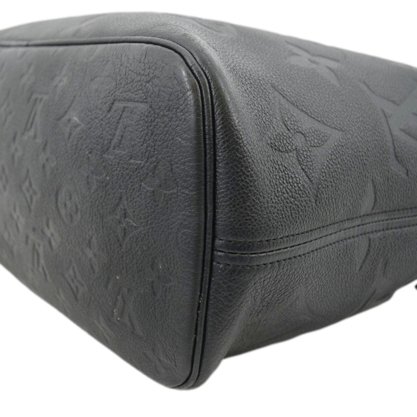 LOUIS VUITTON Neverfull MM Empreinte Leather Tote Shoulder Bag Black