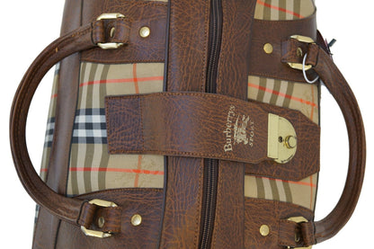 Burberry Travel Bag Nova Check Brown Leather
