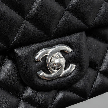 Chanel mini rectangular flap bag lambskin black with  (microchip)