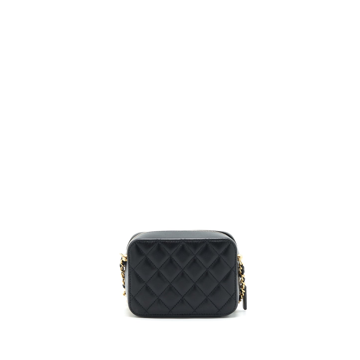 Chanel 22C Pearl Crush Mini Camera Case With Chain Black Lambskin