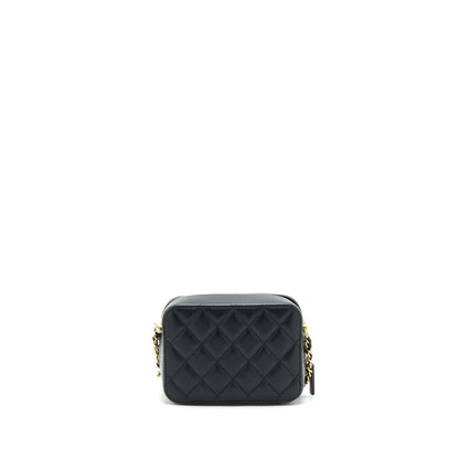 Chanel Pearl Crush Mini Camera Case With Chain Lambskin Black