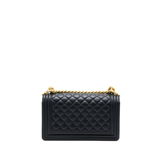 Chanel Medium Boy Bag Calfskin Black  (Microchip)