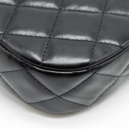 Chanel 23k Small Hobo Shoulder Bag Calfskin Black  (microchip)