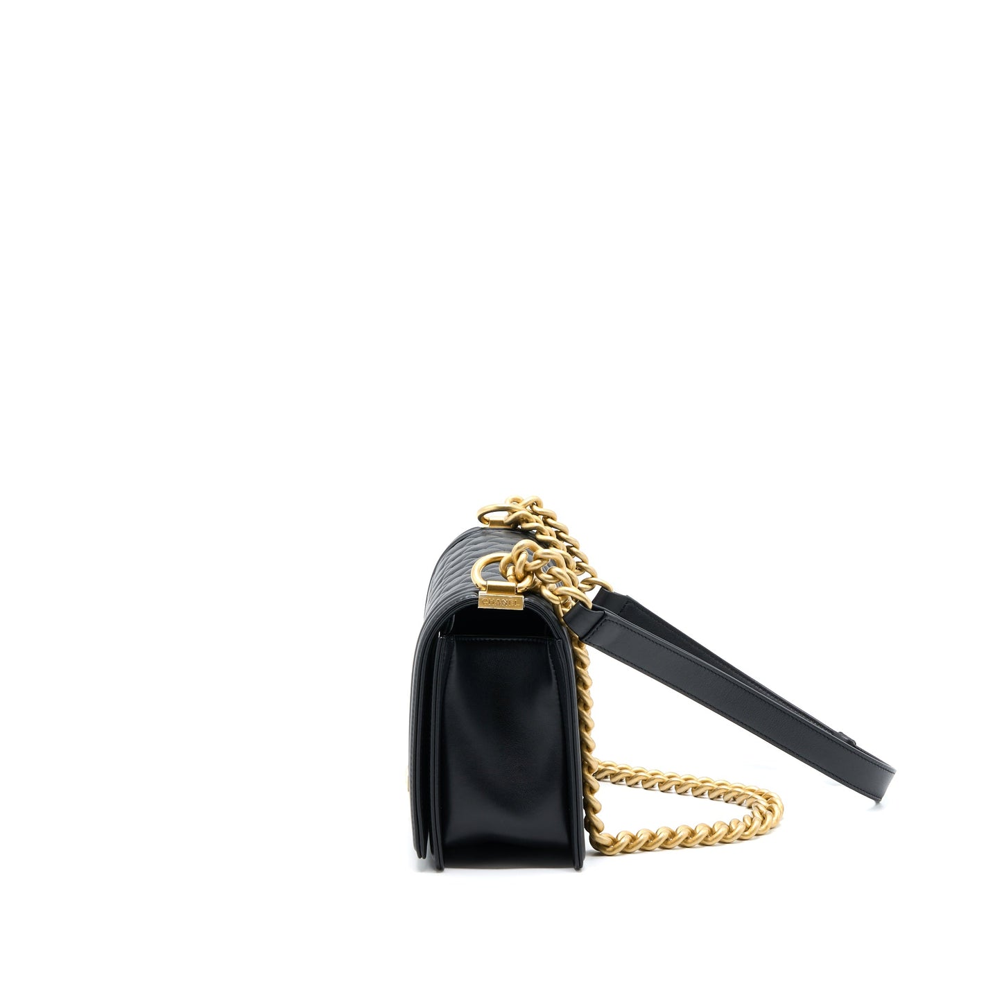 Chanel Medium Boy Bag Calfskin Black  (Microchip)