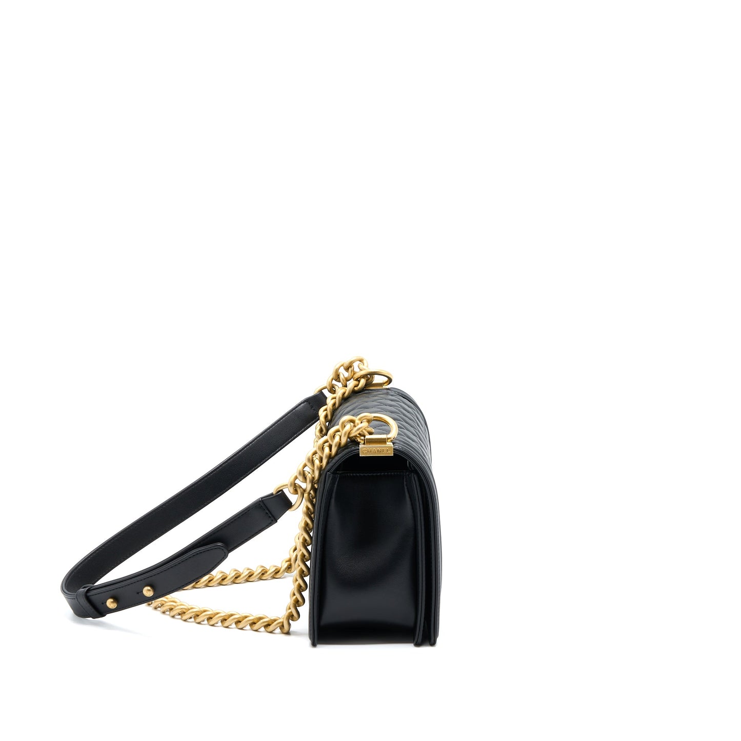 Chanel Medium Boy Bag Calfskin Black  (Microchip)