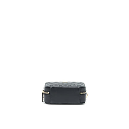 Chanel 22C Pearl Crush Mini Camera Case With Chain Black Lambskin