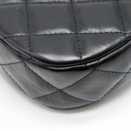 Chanel 23k Small Hobo Shoulder Bag Calfskin Black  (microchip)