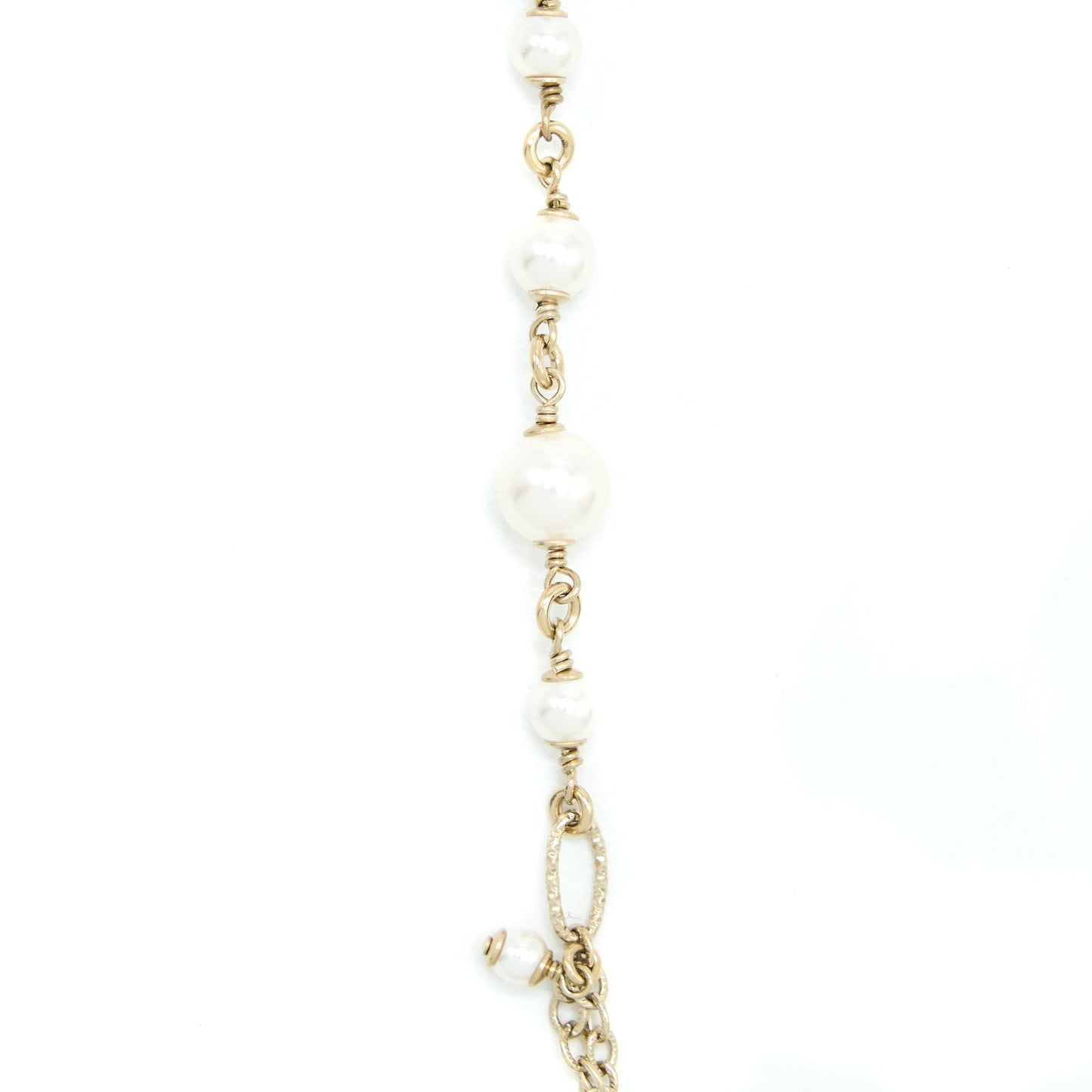 Chanel Mini Pearl CC Logo Long Necklace Light Gold Tone