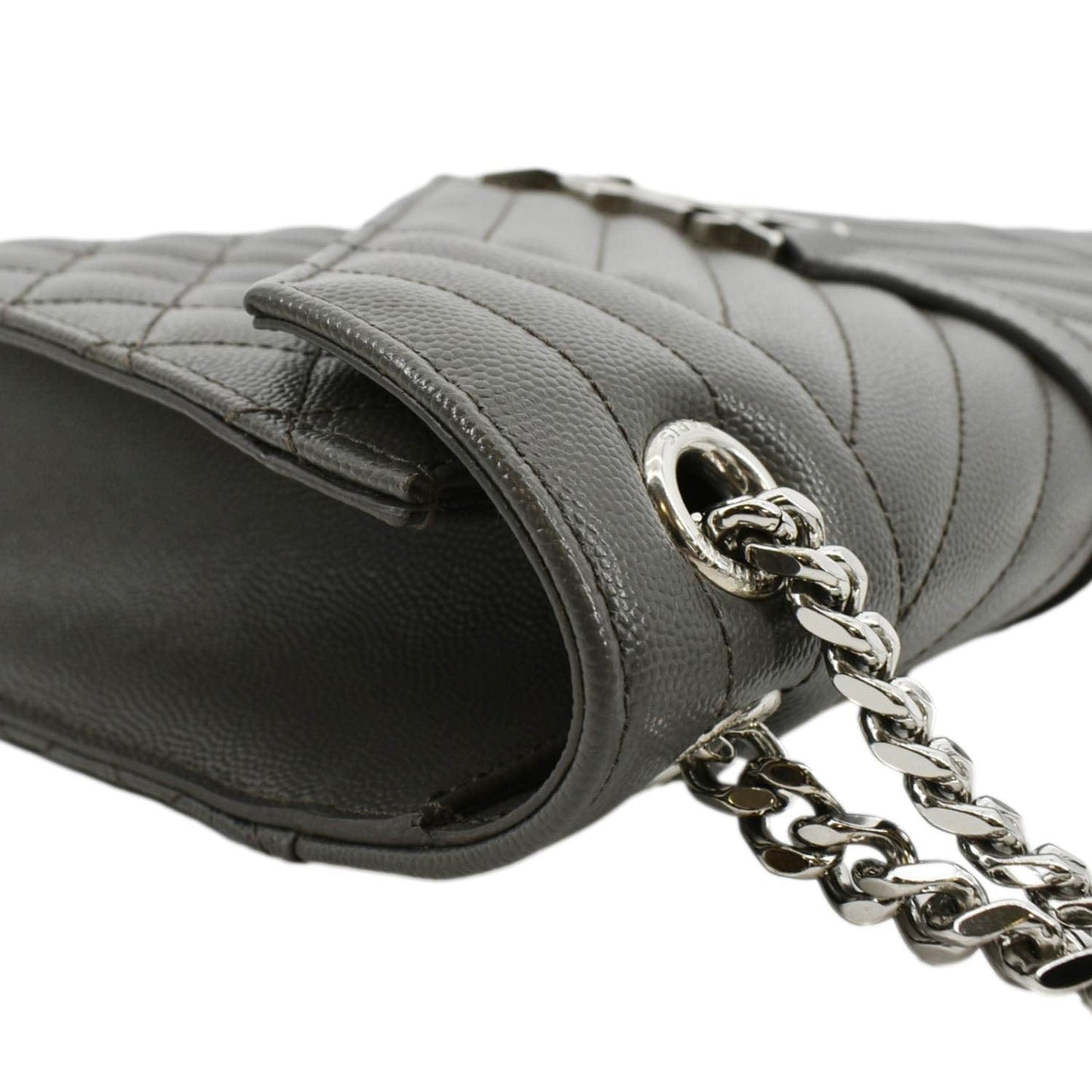 YVES SAINT LAURENT Envelope Chain Medium Mix Matelassé Leather Crossbody Bag Grey