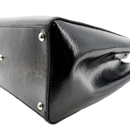 FENDI 2 Jours Patent Leather Shoulder Bag Black