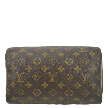 LOUIS VUITTON Speedy 25 Monogram Canvas Satchel Bag Brown