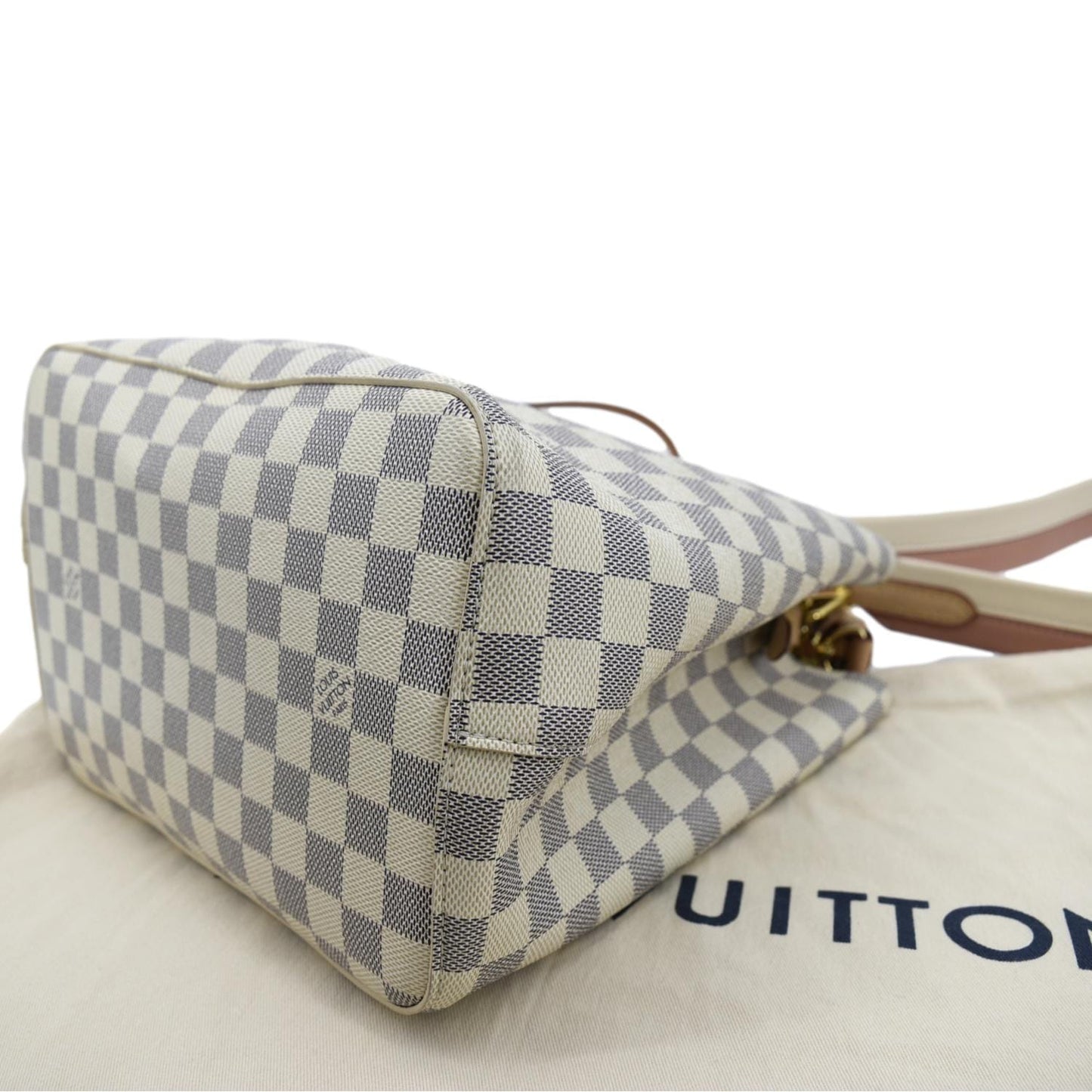 LOUIS VUITTON Neonoe Braided Handle Damier Azur Crossbody Bag White