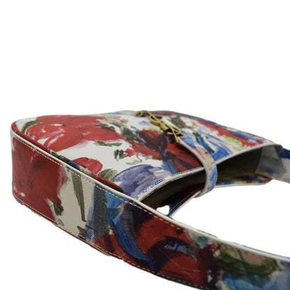 YVES SAINT LAURENT LE 5 a 7 Floral Printed Leather Hobo Bag White