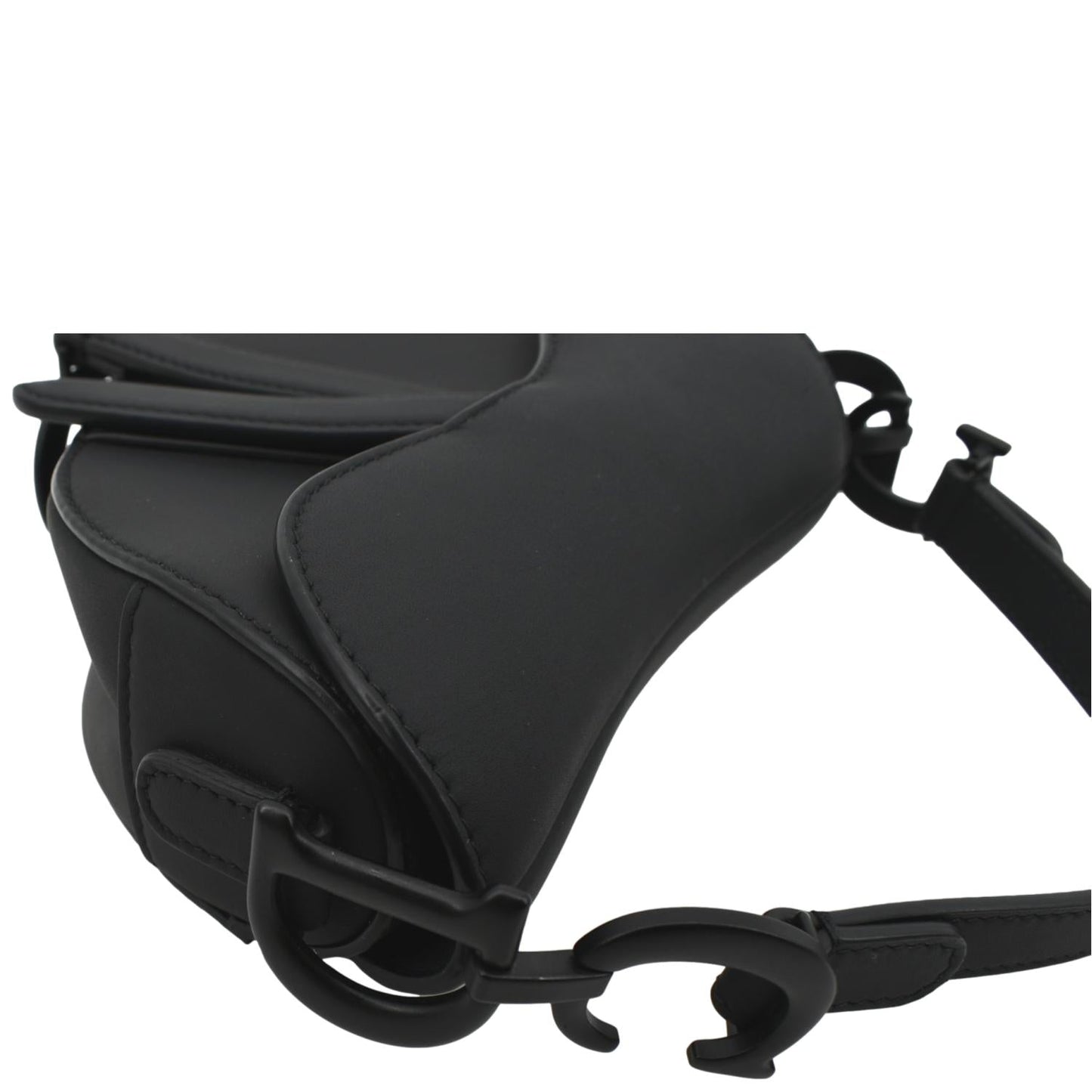 CHRISTIAN DIOR Saddle Calfskin Leather Satchel Bag Black
