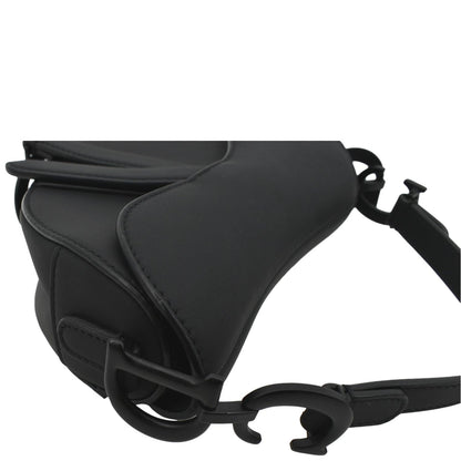 CHRISTIAN DIOR Saddle Calfskin Leather Satchel Bag Black