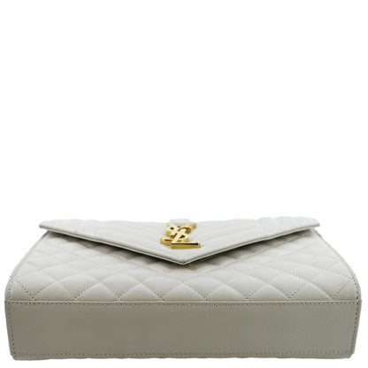 YVES SAINT LAURENT Envelope Medium Matelasse Leather Crossbody Bag White
