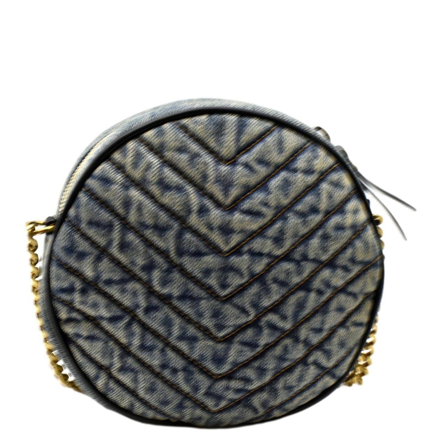 YVES SAINT LAURENT Vinyle Round Denim Camera Crossbody Bag Black