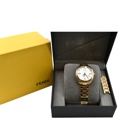 FENDI Momento Swiss Quartz Stainless Steel Date Watch White Dial 34mm