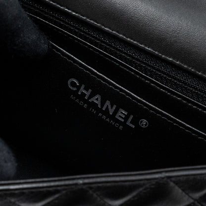 Chanel mini rectangular flap bag lambskin black with  (microchip)