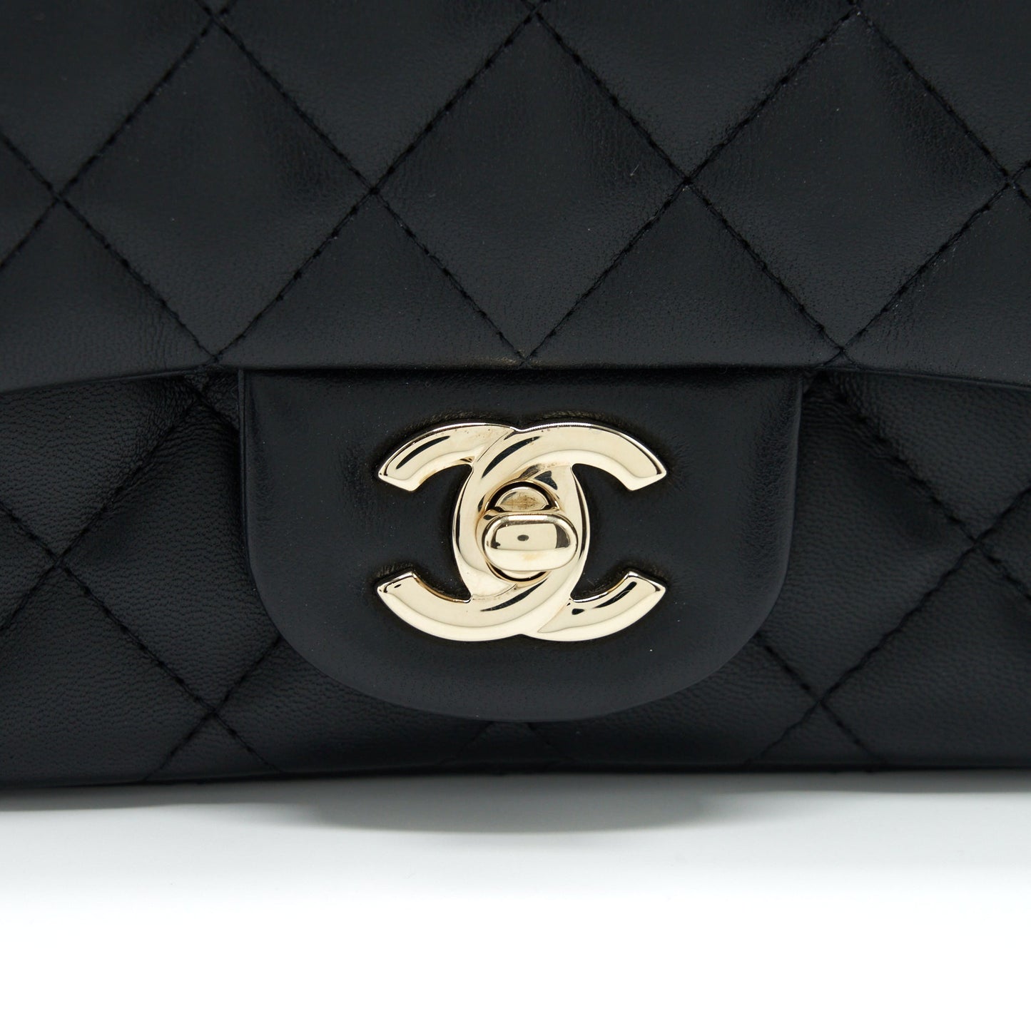 Chanel Mini Square Flap Bag Lambskin Black L