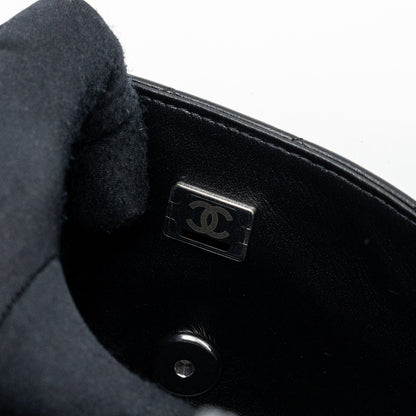 Chanel mini rectangular flap bag lambskin black with  (microchip)