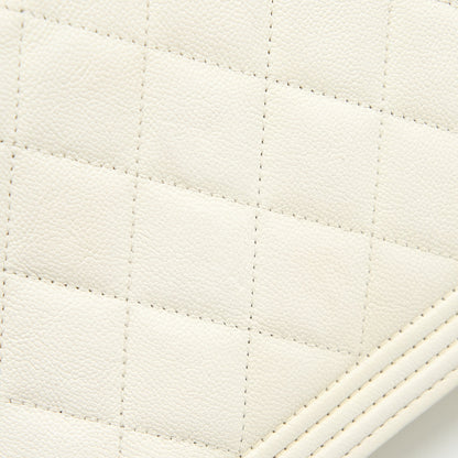 Chanel Boy Wallet On Chain Caviar White L