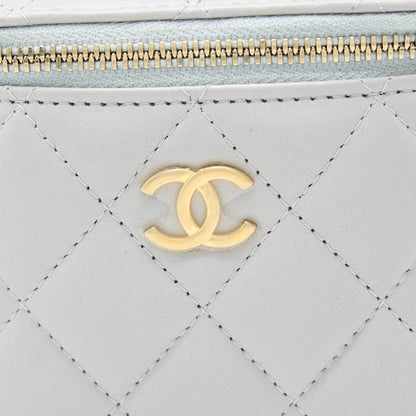 Chanel 21A Top Handle Mini Vanity with Chain Lambskin Light Grey