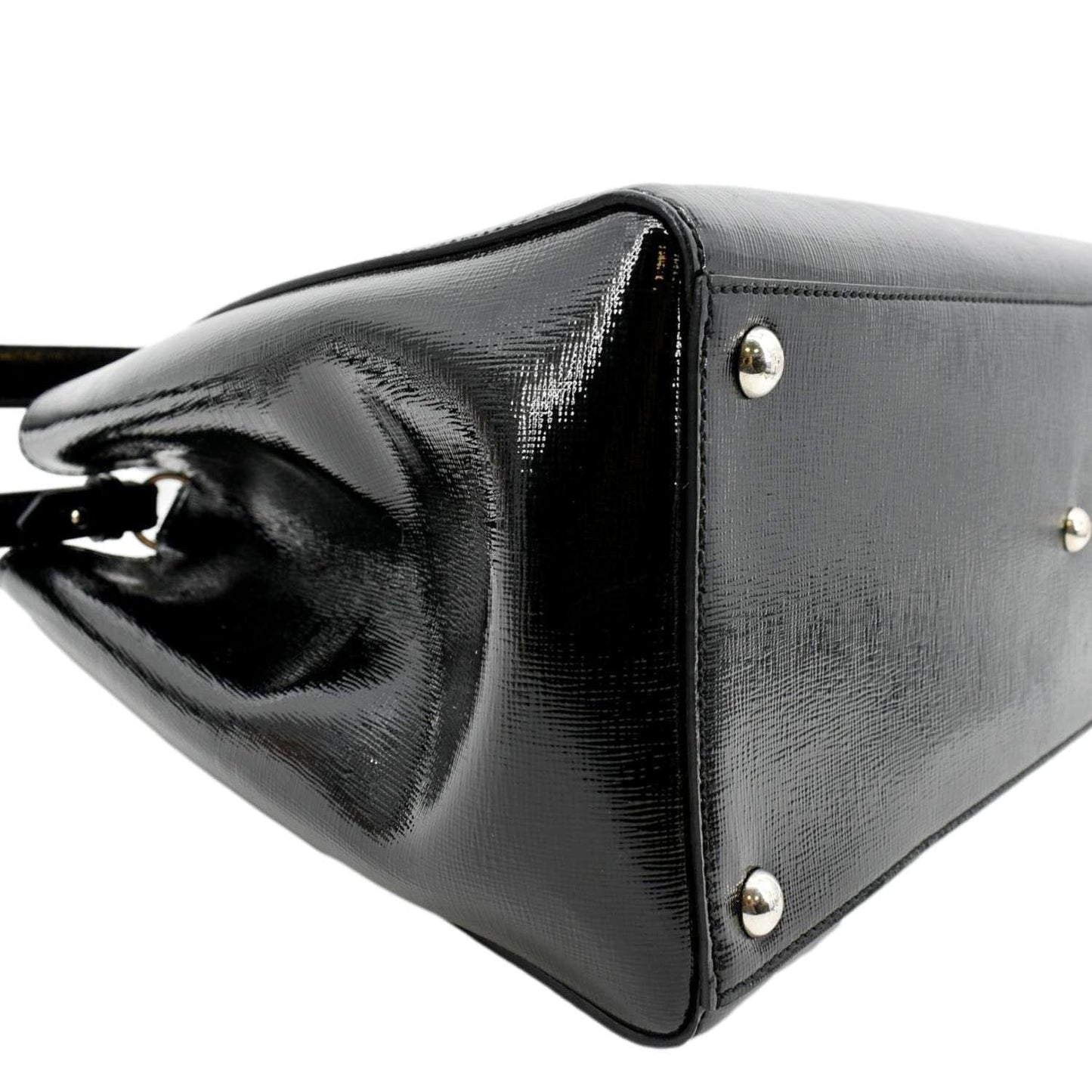 FENDI 2 Jours Patent Leather Shoulder Bag Black