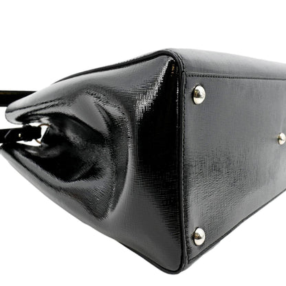 FENDI 2 Jours Patent Leather Shoulder Bag Black