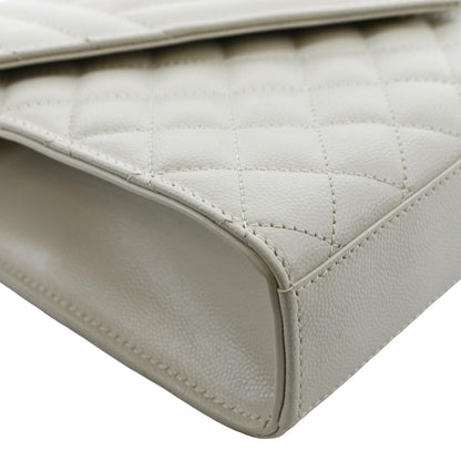 YVES SAINT LAURENT Envelope Medium Matelasse Leather Crossbody Bag White