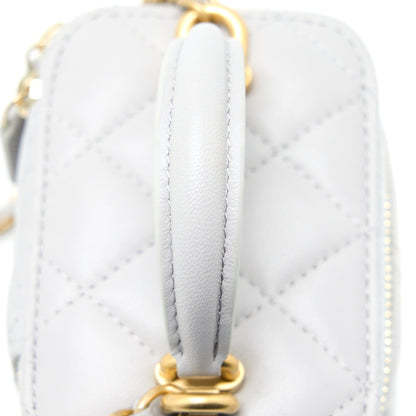 Chanel 21A Top Handle Mini Vanity with Chain Lambskin Light Grey