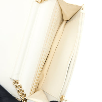 Chanel Boy Wallet On Chain Caviar White L