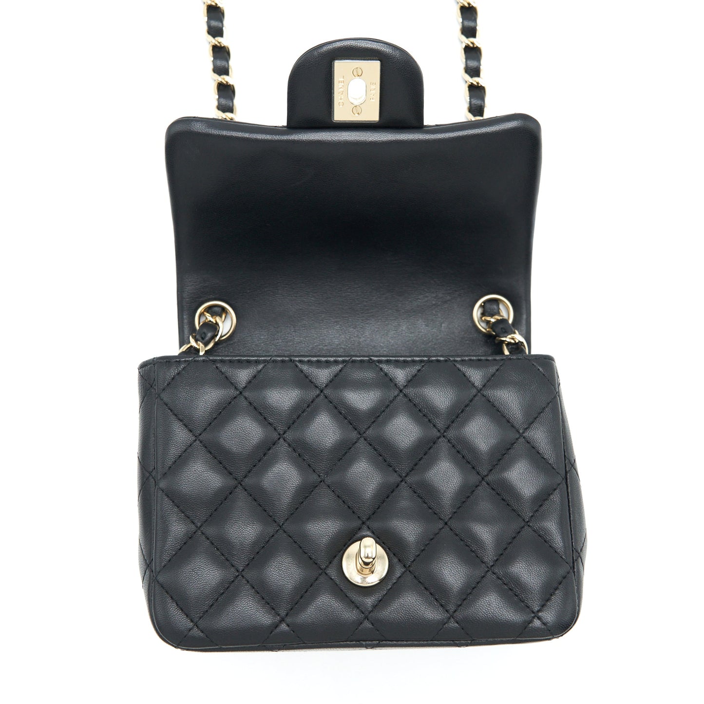 Chanel Mini Square Flap Bag Lambskin Black L