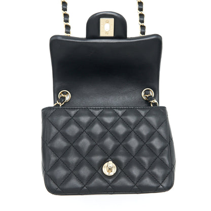Chanel Mini Square Flap Bag Lambskin Black L