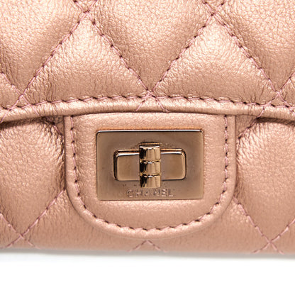 Chanel 2.55 Reissue Flap Card Holder Metallic Grained Calfskin Rose Gold R
