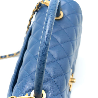 Chanel Medium Coco Handle Flap Bag Caviar Blue
