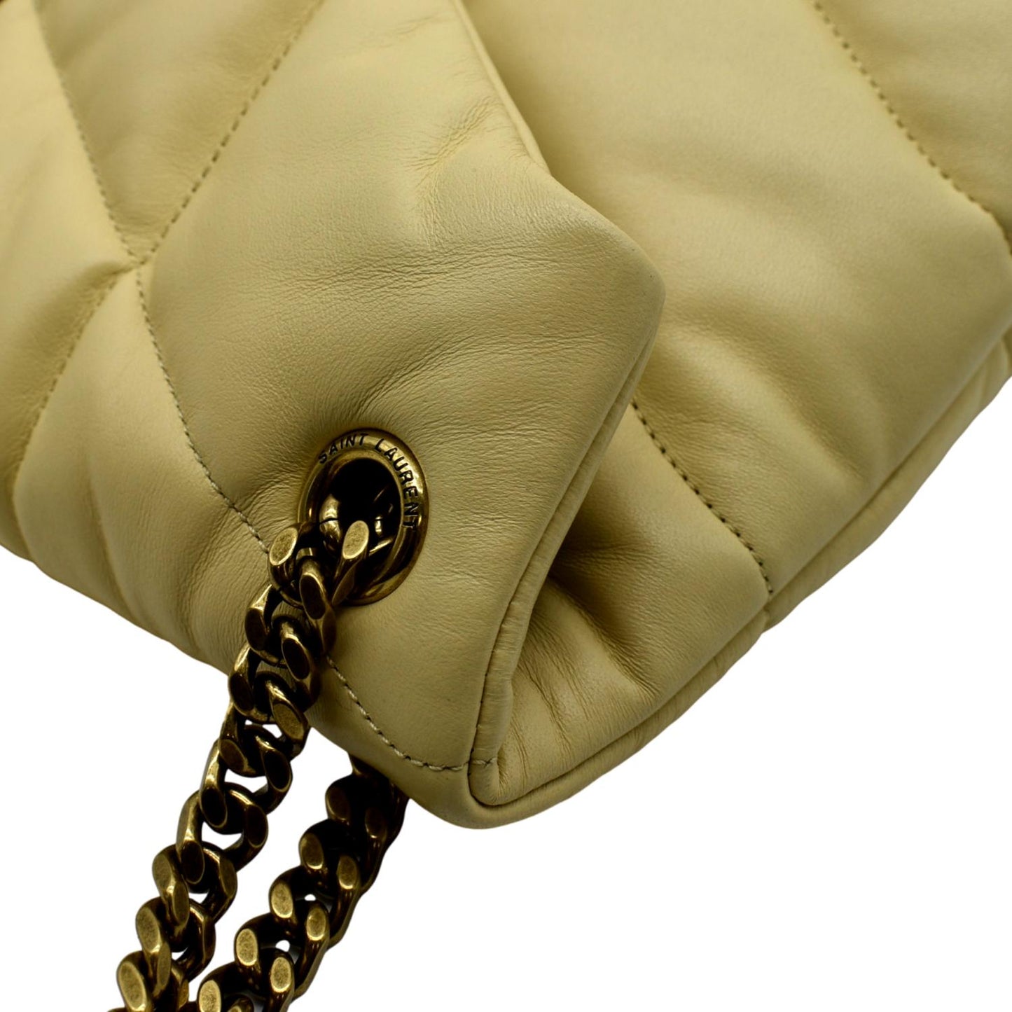 YVES SAINT LAURENT Loulou Puffer Quilted Leather Crossbody Bag Light Creme