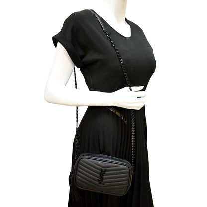 YVES SAINT LAURENT Small Lou Leather Camera Crossbody Bag Black