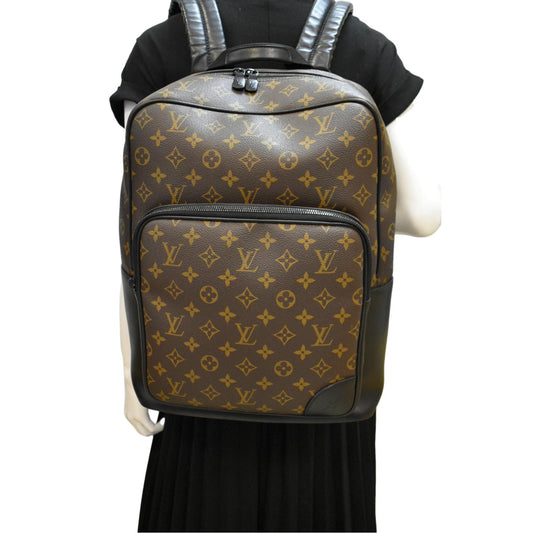 LOUIS VUITTON Dean Monogram Macassar Canvas Backpack Bag Black