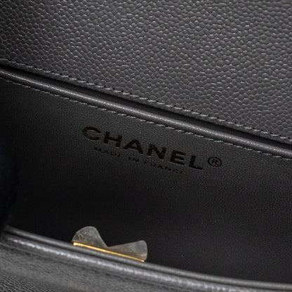 Chanel 22A Round Boy Messenger Bag Caviar Grey (Microchip)