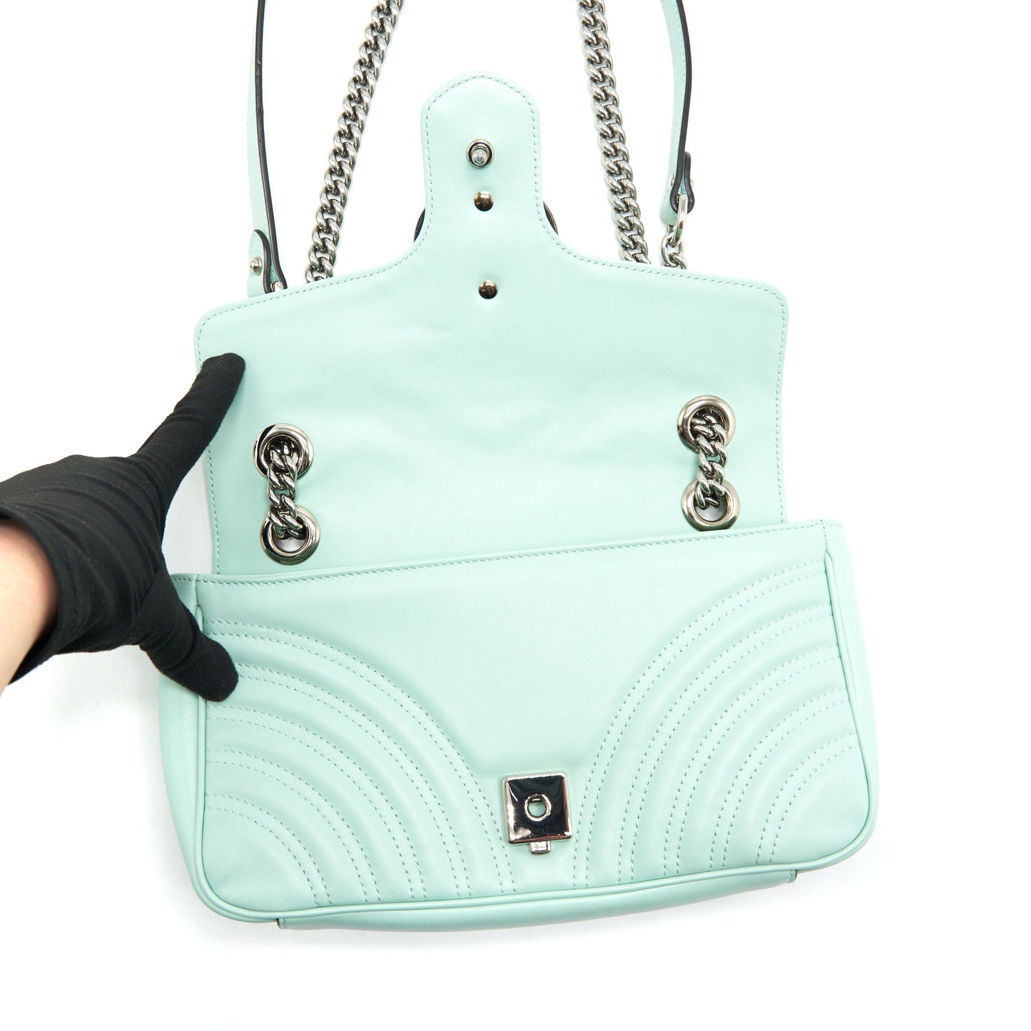 Gucci Small GG marmont bag light green SHW