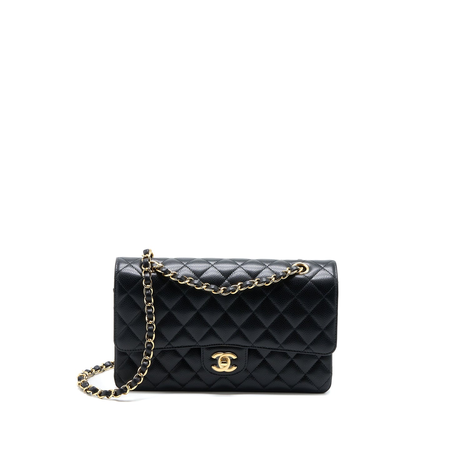 Chanel Medium Classic Double Flap Bag Caviar Black  (Microchip)
