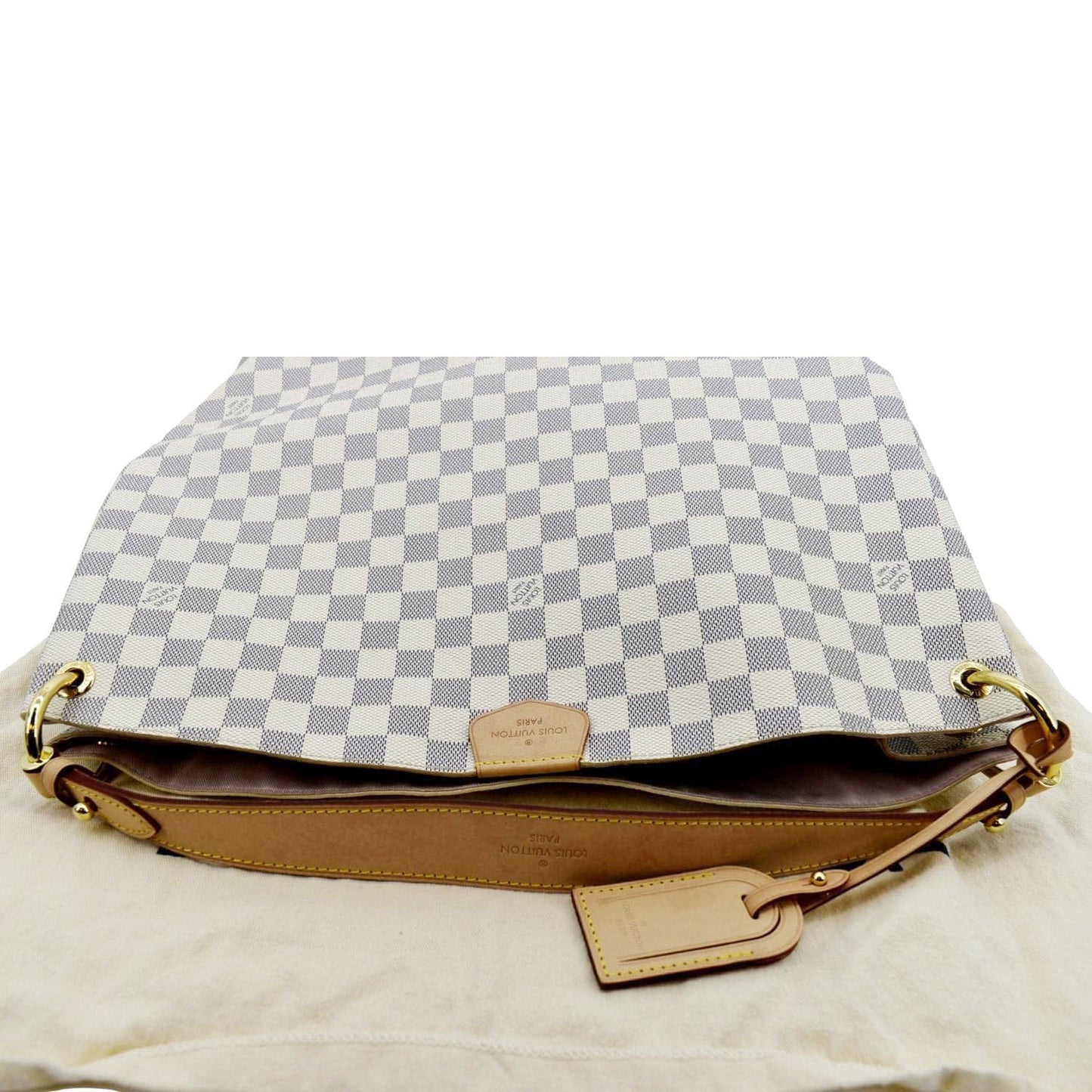 LOUIS VUITTON Graceful MM Damier Azur Hobo Shoulder Bag White