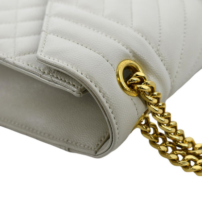 YVES SAINT LAURENT Envelope Medium Matelasse Leather Crossbody Bag White