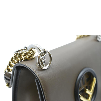 FENDI Kan I F Zucca Leather Shoulder Bag Brown