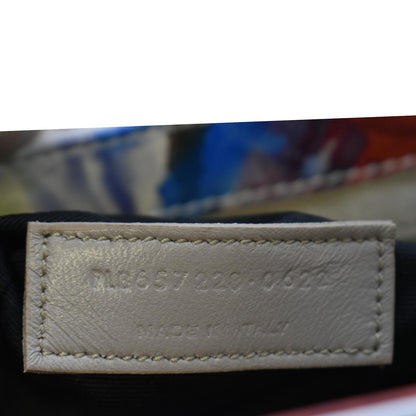 YVES SAINT LAURENT LE 5 a 7 Floral Printed Leather Hobo Bag White