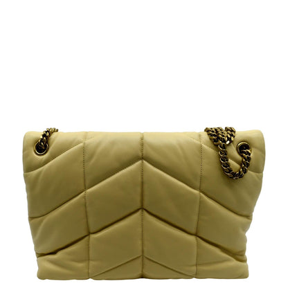 YVES SAINT LAURENT Loulou Puffer Quilted Leather Crossbody Bag Light Creme
