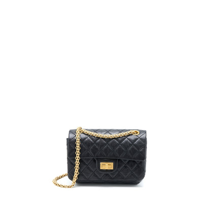 Chanel Mini 2.55 Reissue Flap Bag Aged Calfskin Black Brushed  (Microchip)