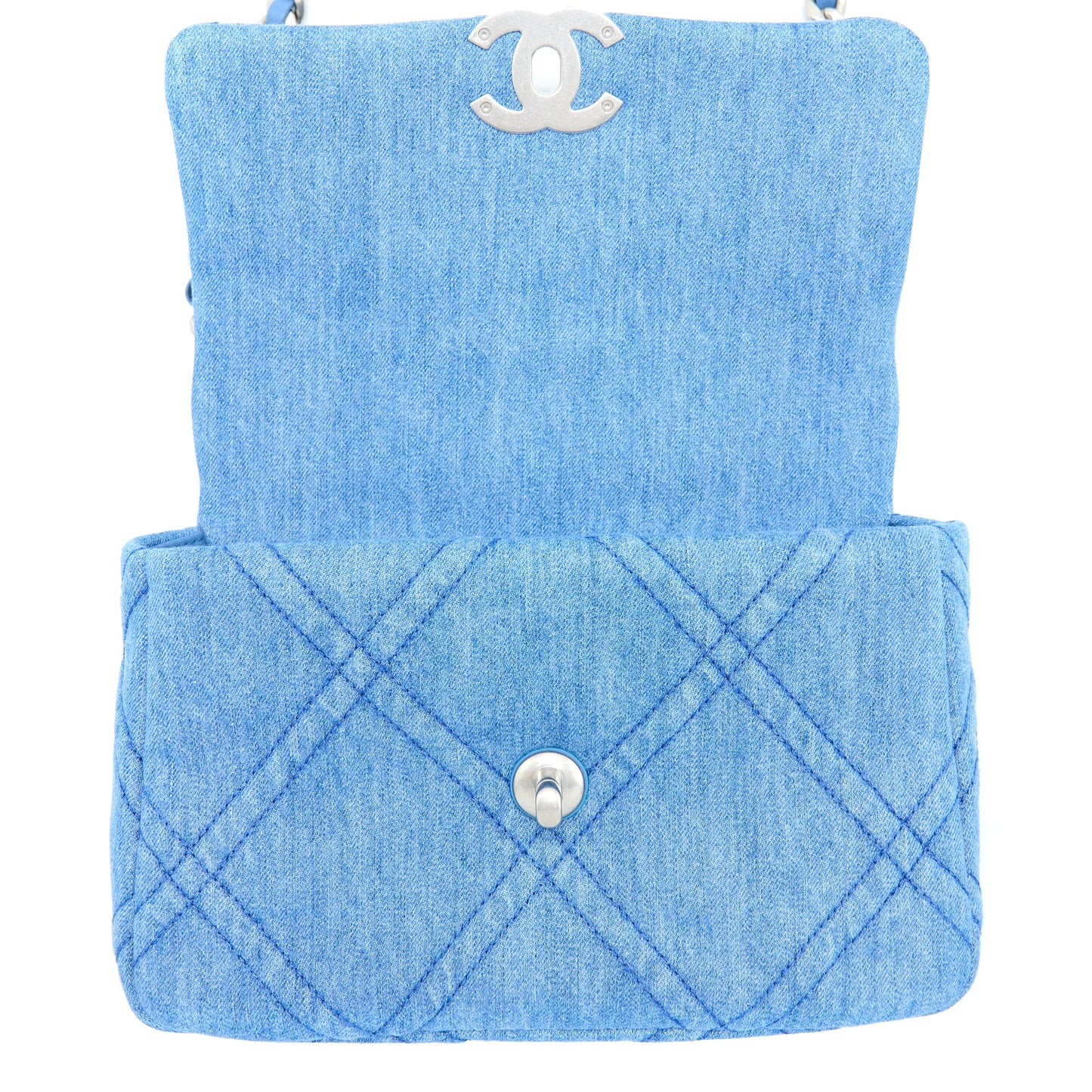 Chanel 22P Small 19 Bag Denim Light Blue Multicolour Hardware (Microchip)